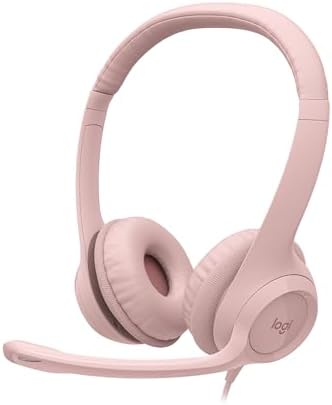 Logitech H390 Wired Headset for PC/Laptop, Stereo Headphones with Noise Cancelling Microphone, USB-A, in-Line Controls for Video Meetings, Music, Gaming and Beyond - Rose (Renewed)