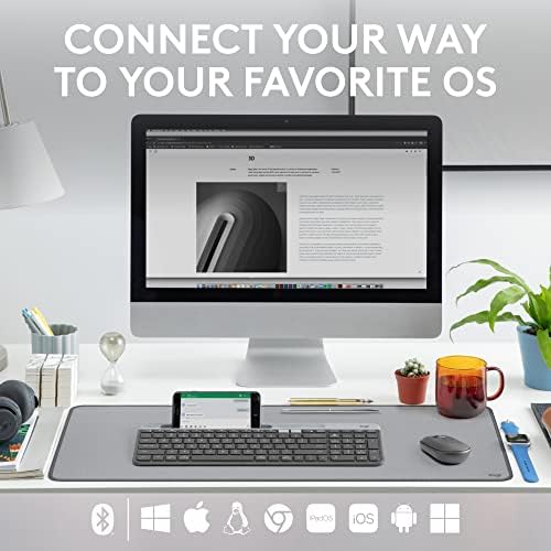 Logitech K585 Multi-Device Slim Wireless Keyboard, Built-in Cradle for Device; for Laptop, Tablet, Desktop, Smartphone, Win/Mac, Bluetooth/Receiver, Compact, Easy Switch, 24 Month Battery - Graphite - Image 3